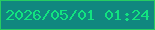 文字の大きさ：3、枠の色：27cc62、背景の色：10877f、文字の色：12e380 無料ブログパーツのブログ時計