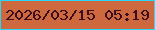 文字の大きさ：2、枠の色：27d7fc、背景の色：ce693f、文字の色：3a0d1f 無料ブログパーツのブログ時計
