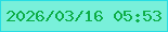 文字の大きさ：1、枠の色：27dde3、背景の色：79f0da、文字の色：0dad47 無料ブログパーツのブログ時計