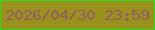 文字の大きさ：3、枠の色：27de1f、背景の色：9b911d、文字の色：905b64 無料ブログパーツのブログ時計