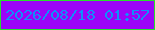 文字の大きさ：5、枠の色：27df2c、背景の色：9b04f7、文字の色：0e90fa 無料ブログパーツのブログ時計