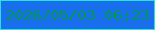 文字の大きさ：5、枠の色：27e4d9、背景の色：186eec、文字の色：03975a 無料ブログパーツのブログ時計