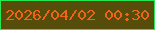 文字の大きさ：4、枠の色：27e653、背景の色：574d0b、文字の色：ef6416 無料ブログパーツのブログ時計
