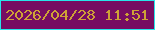 文字の大きさ：3、枠の色：27e6ea、背景の色：760d62、文字の色：cea236 無料ブログパーツのブログ時計