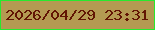 文字の大きさ：1、枠の色：27e92e、背景の色：b49a52、文字の色：621504 無料ブログパーツのブログ時計