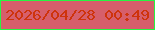 文字の大きさ：4、枠の色：27f542、背景の色：d65f6b、文字の色：ce330c 無料ブログパーツのブログ時計