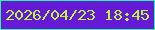 文字の大きさ：1、枠の色：27f9a7、背景の色：671ad6、文字の色：b6f841 無料ブログパーツのブログ時計