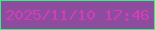 文字の大きさ：4、枠の色：27fa76、背景の色：8d4c9d、文字の色：cf40b6 無料ブログパーツのブログ時計