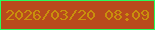 文字の大きさ：1、枠の色：27fd5d、背景の色：b84b1c、文字の色：c98f0d 無料ブログパーツのブログ時計