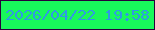 文字の大きさ：4、枠の色：28003b、背景の色：18f95b、文字の色：3099e4 無料ブログパーツのブログ時計