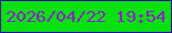 文字の大きさ：3、枠の色：280ca2、背景の色：08e10f、文字の色：8b22ca 無料ブログパーツのブログ時計