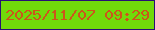 文字の大きさ：1、枠の色：280f75、背景の色：71da0a、文字の色：cd551b 無料ブログパーツのブログ時計