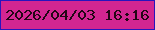 文字の大きさ：1、枠の色：2814bd、背景の色：d32691、文字の色：230616 無料ブログパーツのブログ時計