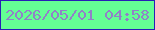 文字の大きさ：3、枠の色：281fb6、背景の色：64ff94、文字の色：9280c8 無料ブログパーツのブログ時計