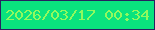 文字の大きさ：2、枠の色：282160、背景の色：0ae37e、文字の色：91f95e 無料ブログパーツのブログ時計