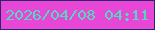 文字の大きさ：1、枠の色：28276c、背景の色：e846d6、文字の色：56d8bb 無料ブログパーツのブログ時計