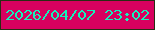 文字の大きさ：5、枠の色：282d13、背景の色：d7015f、文字の色：14f2bb 無料ブログパーツのブログ時計