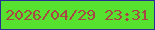文字の大きさ：4、枠の色：282e94、背景の色：56e22f、文字の色：a94545 無料ブログパーツのブログ時計