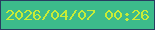 文字の大きさ：5、枠の色：283c61、背景の色：3cbb8b、文字の色：c8ec37 無料ブログパーツのブログ時計