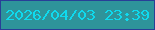 文字の大きさ：4、枠の色：283f97、背景の色：2e949a、文字の色：0fdaee 無料ブログパーツのブログ時計
