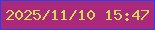 文字の大きさ：2、枠の色：2842eb、背景の色：ab287a、文字の色：cedd55 無料ブログパーツのブログ時計