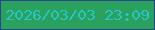 文字の大きさ：3、枠の色：284492、背景の色：2aa25e、文字の色：29c4c8 無料ブログパーツのブログ時計