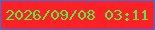 文字の大きさ：5、枠の色：2876f7、背景の色：fd2125、文字の色：57eb47 無料ブログパーツのブログ時計