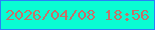 文字の大きさ：2、枠の色：2880f8、背景の色：0afcd3、文字の色：c67269 無料ブログパーツのブログ時計