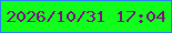文字の大きさ：1、枠の色：2883f2、背景の色：11fe1c、文字の色：7c167f 無料ブログパーツのブログ時計