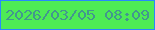 文字の大きさ：2、枠の色：2888fd、背景の色：4eeb55、文字の色：42978e 無料ブログパーツのブログ時計