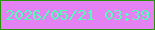 文字の大きさ：3、枠の色：289306、背景の色：e481f3、文字の色：53fdb8 無料ブログパーツのブログ時計