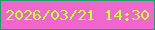 文字の大きさ：1、枠の色：289969、背景の色：ef67cd、文字の色：cafd3d 無料ブログパーツのブログ時計