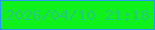 文字の大きさ：3、枠の色：289af2、背景の色：0ff11b、文字の色：24ca7b 無料ブログパーツのブログ時計