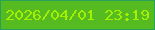 文字の大きさ：2、枠の色：28a259、背景の色：56bb21、文字の色：a3f002 無料ブログパーツのブログ時計