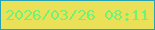 文字の大きさ：5、枠の色：28a2b3、背景の色：eae159、文字の色：72f176 無料ブログパーツのブログ時計