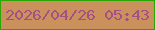 文字の大きさ：5、枠の色：28a604、背景の色：cb915d、文字の色：a64f83 無料ブログパーツのブログ時計
