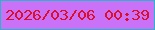 文字の大きさ：2、枠の色：28b4c9、背景の色：ca72f7、文字の色：db0f2c 無料ブログパーツのブログ時計