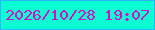 文字の大きさ：2、枠の色：28b7fe、背景の色：0afdd3、文字の色：d210c3 無料ブログパーツのブログ時計