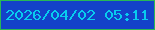 文字の大きさ：3、枠の色：28b856、背景の色：1342c9、文字の色：08ccee 無料ブログパーツのブログ時計