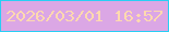 文字の大きさ：2、枠の色：28cef4、背景の色：dba7e5、文字の色：fed9af 無料ブログパーツのブログ時計