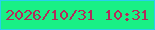 文字の大きさ：2、枠の色：28cfee、背景の色：19f086、文字の色：b42a5a 無料ブログパーツのブログ時計