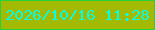 文字の大きさ：1、枠の色：28d23c、背景の色：a2ba02、文字の色：02ffe8 無料ブログパーツのブログ時計