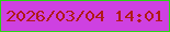 文字の大きさ：1、枠の色：28d512、背景の色：ce41e1、文字の色：af1a17 無料ブログパーツのブログ時計