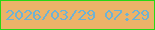 文字の大きさ：2、枠の色：28d714、背景の色：ecb369、文字の色：6db2d5 無料ブログパーツのブログ時計