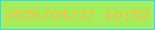 文字の大きさ：4、枠の色：28dff9、背景の色：a5ed5d、文字の色：f2c23d 無料ブログパーツのブログ時計