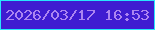 文字の大きさ：2、枠の色：28e5fc、背景の色：3f1cd1、文字の色：ac85f1 無料ブログパーツのブログ時計