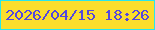 文字の大きさ：5、枠の色：28e6ec、背景の色：fbde2c、文字の色：5348e0 無料ブログパーツのブログ時計