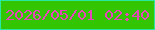 文字の大きさ：3、枠の色：28e8a4、背景の色：32c500、文字の色：e645b9 無料ブログパーツのブログ時計