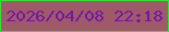 文字の大きさ：1、枠の色：28ea2d、背景の色：9f5a6a、文字の色：7514a5 無料ブログパーツのブログ時計