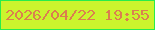 文字の大きさ：2、枠の色：28ec4b、背景の色：cbf42d、文字の色：db7f4f 無料ブログパーツのブログ時計